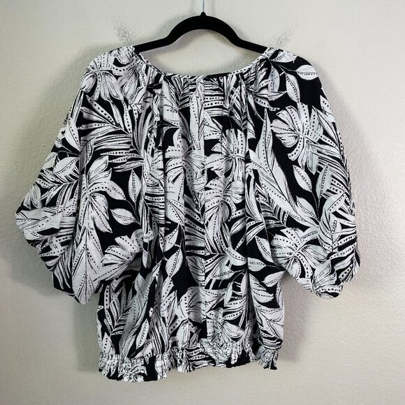 NEW $59 Lane Bryant Womens Plus 20 Floral Short Bubble Sleeve Top Shirt Blouse - Picture 7 of 9